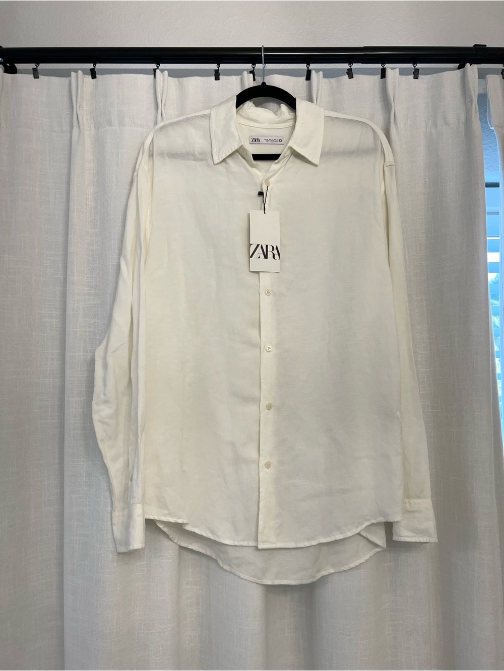 ZARA Men’s Cream Linen Button-Up Shirt